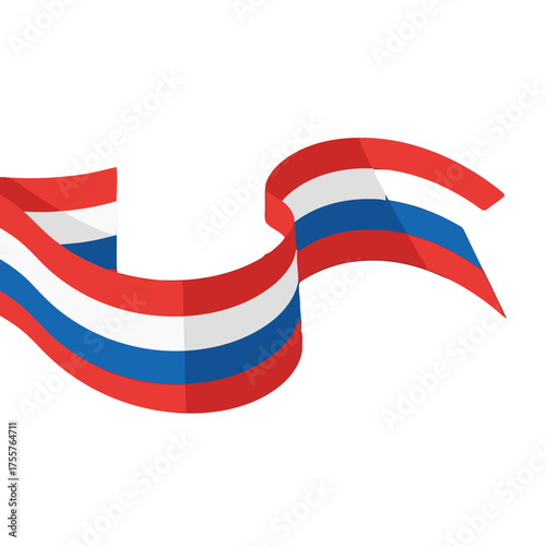 Flowing ribbon with red, , and blue stripes