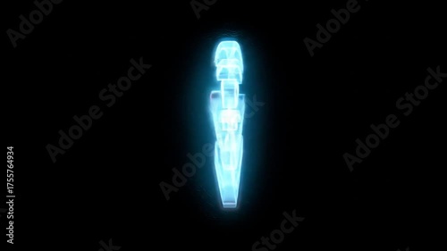 Glowing network signal icon with digital elements on black background