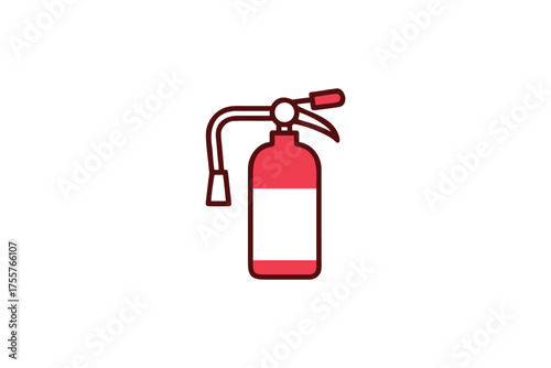 Simple red fire extinguisher icon safety equipment illustration clean vector silhouette