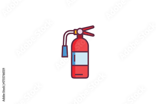 Simple flat design illustration of a red fire extinguisher silhouette