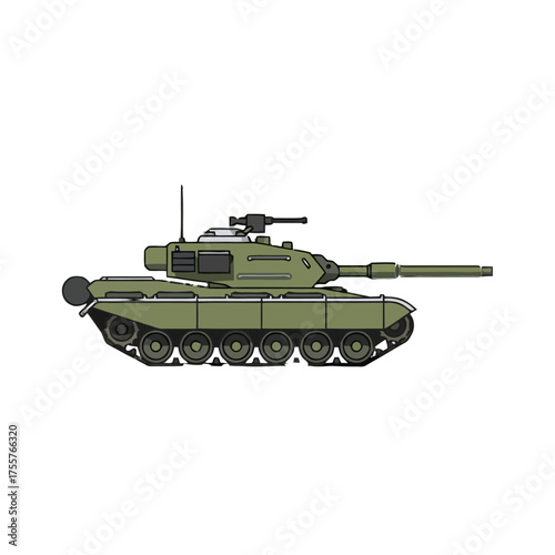 Detailed military tank, isolated on transparent, showcasing its robust design and weaponry for conceptual use in war or defenserelated projects