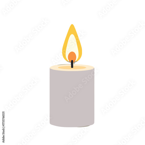 Single lit candle with bright flame