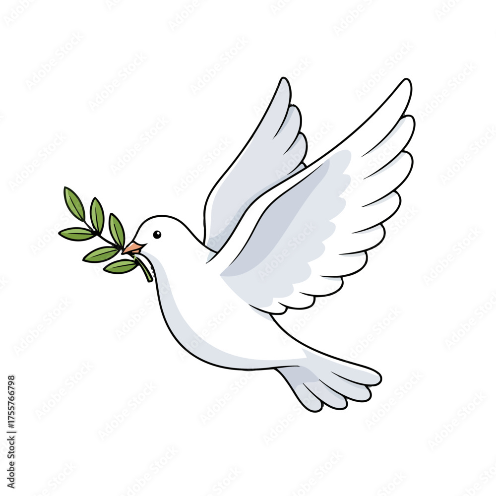 Fototapeta premium Dove with an olive branch in its beak, symbolizing peace and hope, isolated on transparent