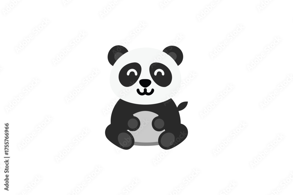Fototapeta premium Adorable pixel art panda sitting cute cartoon animal design silhouette