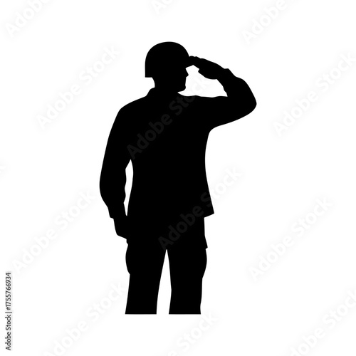 Silhouette soldier saluting, , conveying respect, honor, and patriotism, symbol military service and national pride