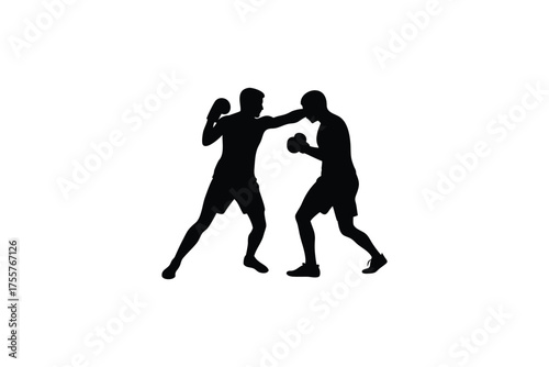 Two boxers engaged in a fierce match dynamic action silhouette