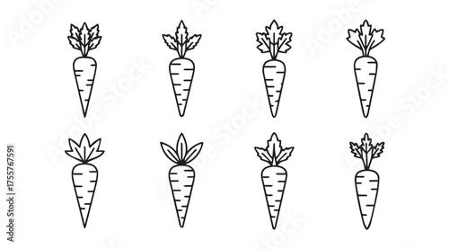 Hand-drawn carrots with green leaves in a repeating pattern for food and gardening themes vector