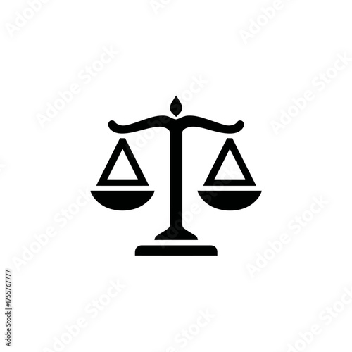 Silhouette of a classic weighing scale with two empty, triangular pans