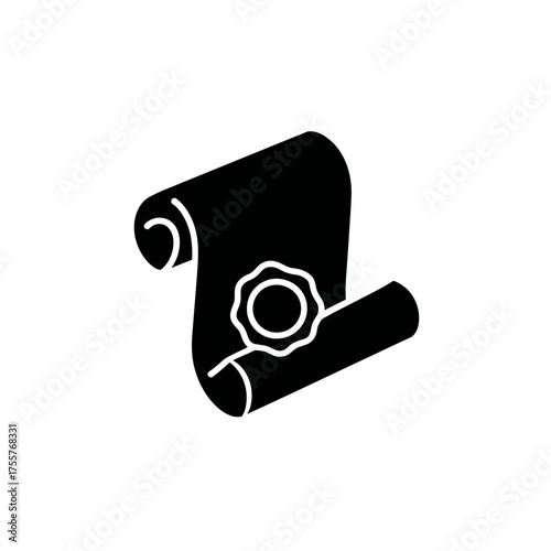 Black rolled scroll with circular wax seal