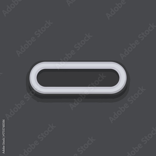 Simple, clean graphic of a dark gray oval shape with a metallic silver outline