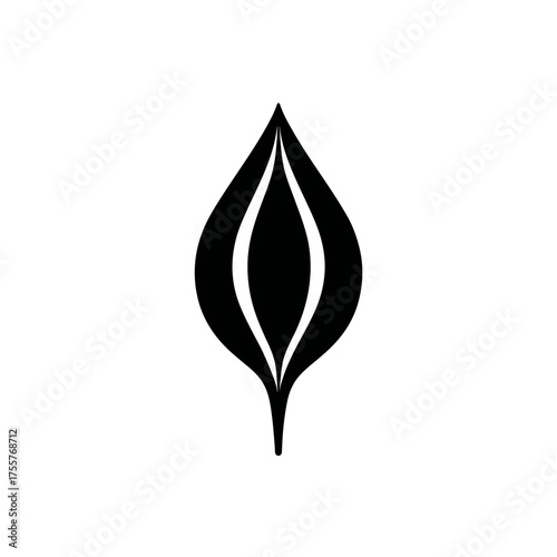 Abstract flame or tear-shaped emblem with curved, elongated sides