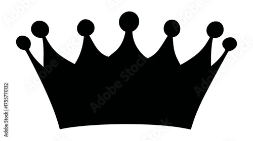 A simple black silhouette of a crown with seven points and rounded tips