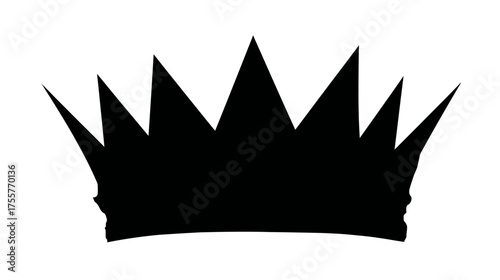 Black silhouette of a sharp-pointed crown with a curved base