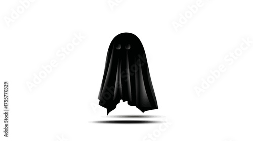 A black, shapeless figure with two dark eye-like openings floats over a shadow