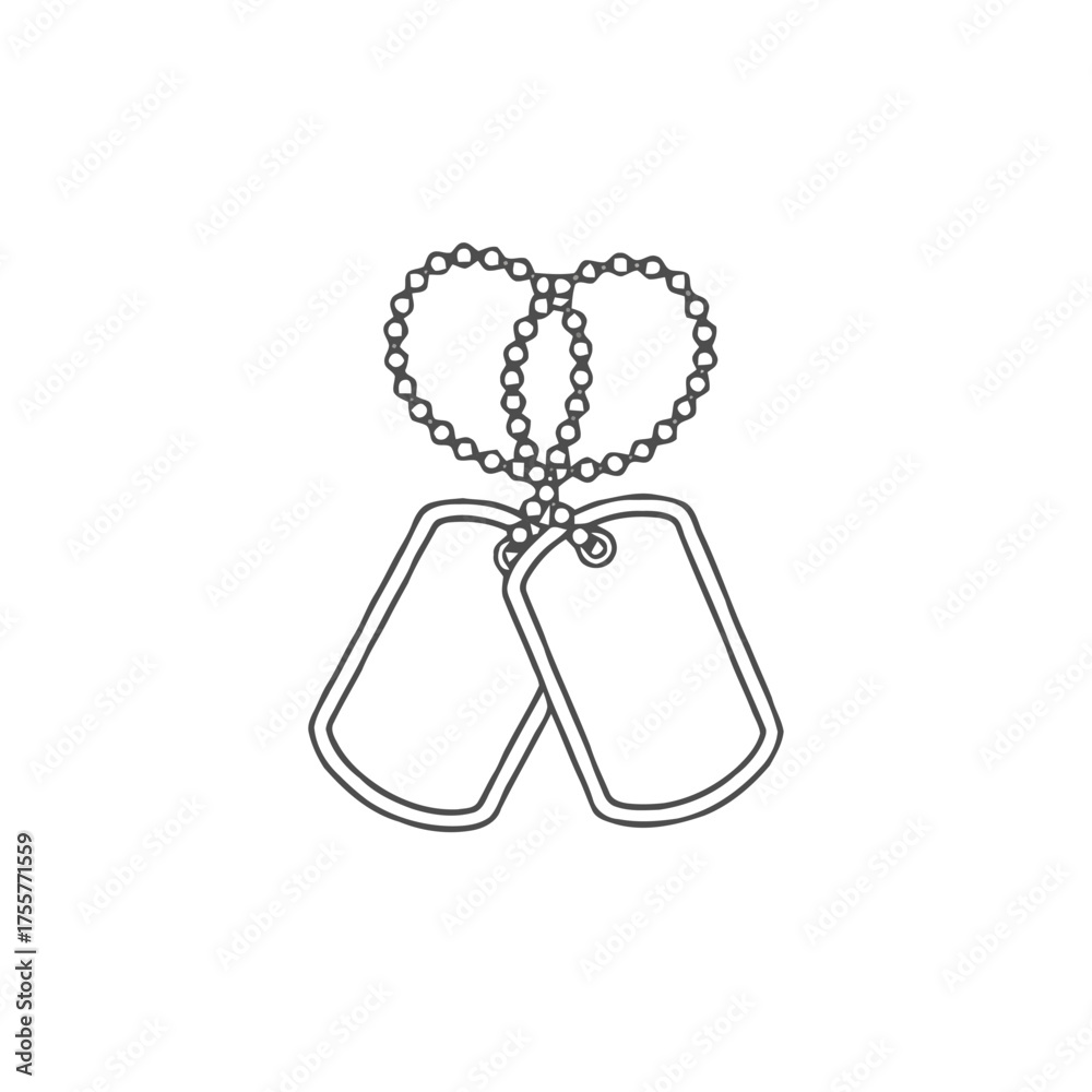 Fototapeta premium Pair blank dog tags on chain, , representing military identification and personal mementos