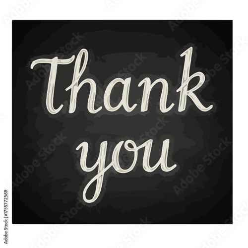 Thank you text written in elegant cursive font on blackboard, conveying gratitude and appreciation in classic and timeless style, perfect for expressing thanks