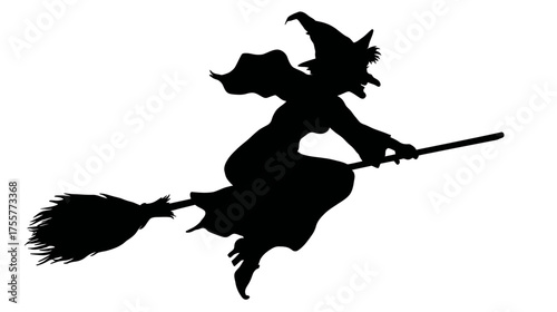 Silhouette of a witch flying on a broomstick (1)