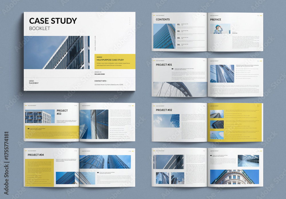Case Study Booklet Template Landscape Stock Template | Adobe Stock