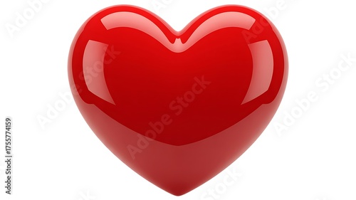 Glossy Red 3D Heart with Soft Glow on White Background