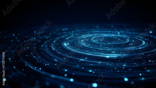 Abstract swirling vortex of luminous blue particles and light trails creating a dynamic cosmic energy field isolated on transparent background