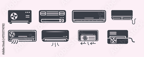 With its black line and minimalist design, this air conditioner vector icon is universally applicable across different industries and contexts. It's included in an icon set as well.