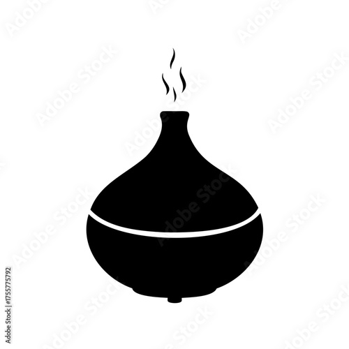 Aromatic mist diffuser emitting steam, simple vector icon in silhouette style