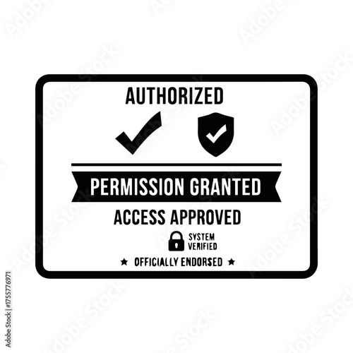 Permission Granted Badge Featuring Shield, Padlock, and System Verified Banner
