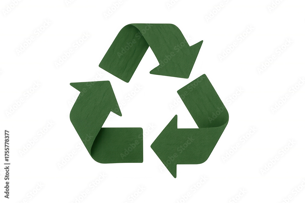 Fototapeta premium Green recycling symbol loop on transparent background representing reuse and ecological sustainability