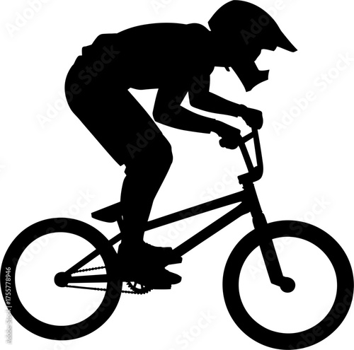 BMX Bike Racer Silhouette Vector Illustration