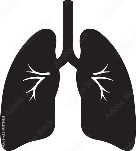 lungs silhouette on white background