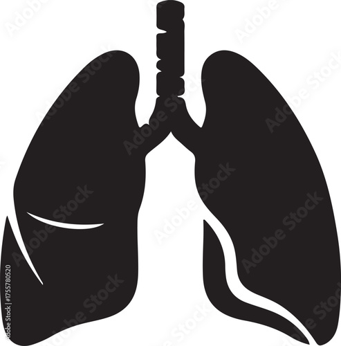 lungs silhouette on white background