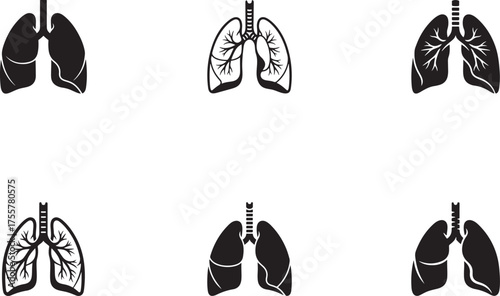 lungs silhouette on white background