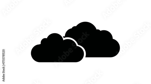 Two stylized black clouds with rounded edges are shown
