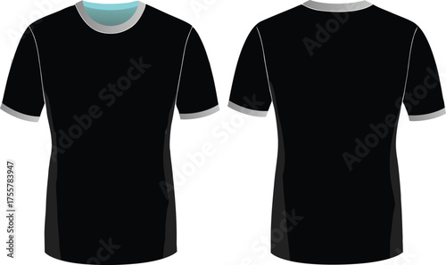 Black Ringer T-Shirt Mockup Contrast Cuff Collar Design