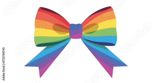 Vibrant Rainbow Bow Tie Illustration for Pride Celebrations and LGBTQ Support.
