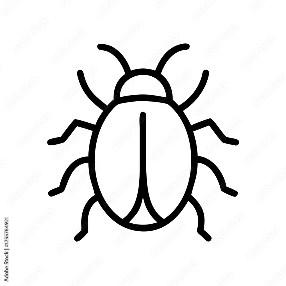 Fototapeta premium Simple black and white beetle icon illustration
