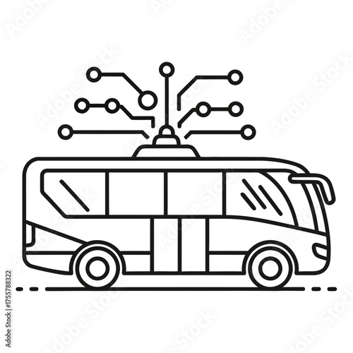 Autonomous bus with sensors isolated on white background self driving vehicle concept