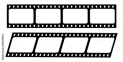 Blank film strip with perforations and frames for photos or video