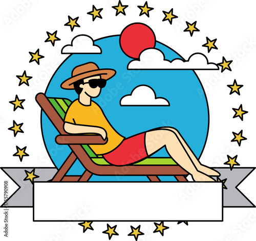 logotype of A man is sitting on a lawn chair