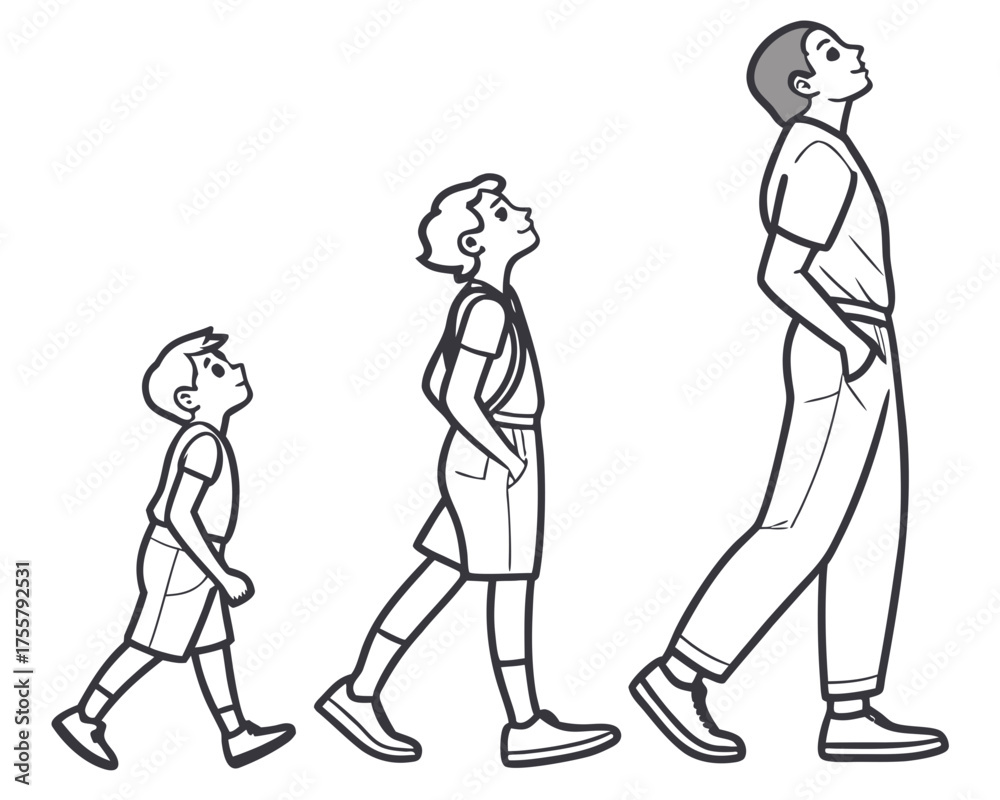 Fototapeta premium Progression of a person from childhood to adulthood