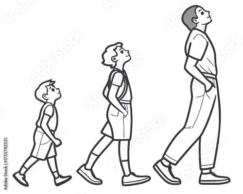 Progression of a person from childhood to adulthood