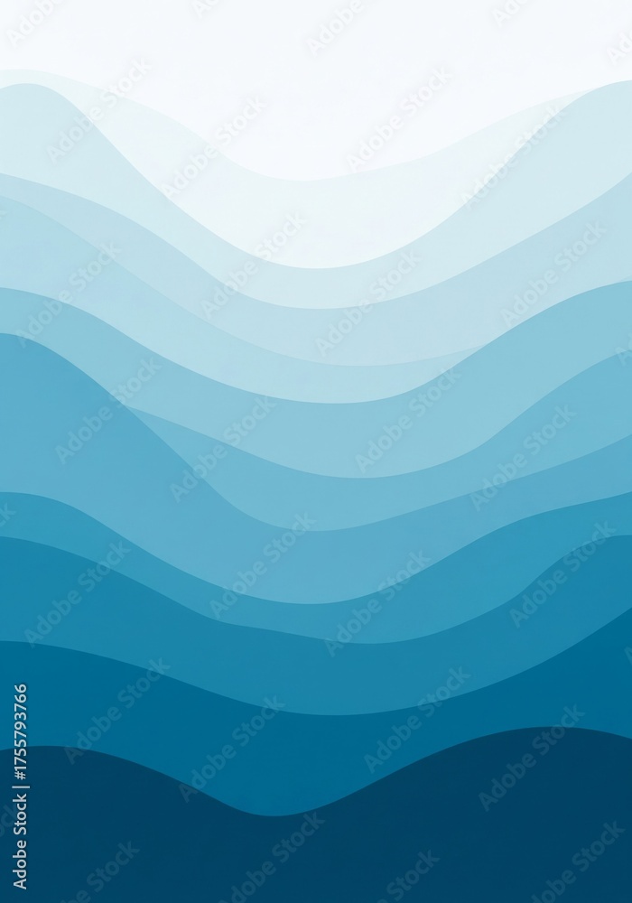 Fototapeta premium Abstract Blue Gradient Waves Background with Smooth Transition