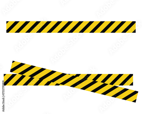 Vector isolated caution banner icons set on white background. Modern simple caution banner sets on white page.  Set of  construction line icons on isolated page. EPS 10. 