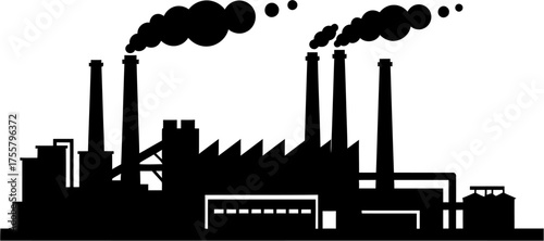 Factory Silhouette Vector Illustration , Transparent Background