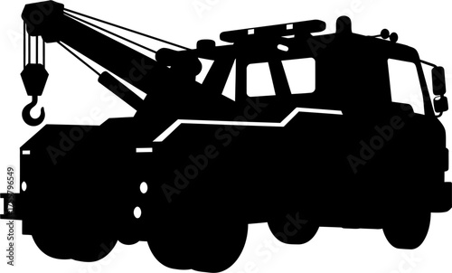 Tow Truck Silhouette Vector Illustration , Transparent Background