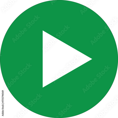 green circular play button icon with white triangle media player control symbol start playback interface design element isolated on white background. Free Download green circular play button icon with white triangle media player control symbol start playback interface design element isolated on white background. - GFXLoad
