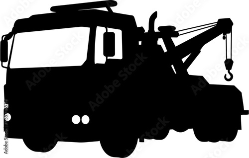 Tow Truck Silhouette Vector Illustration , Transparent Background