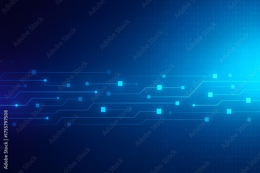 Obraz premium Futuristic Digital Circuit Background in Blue Gradient