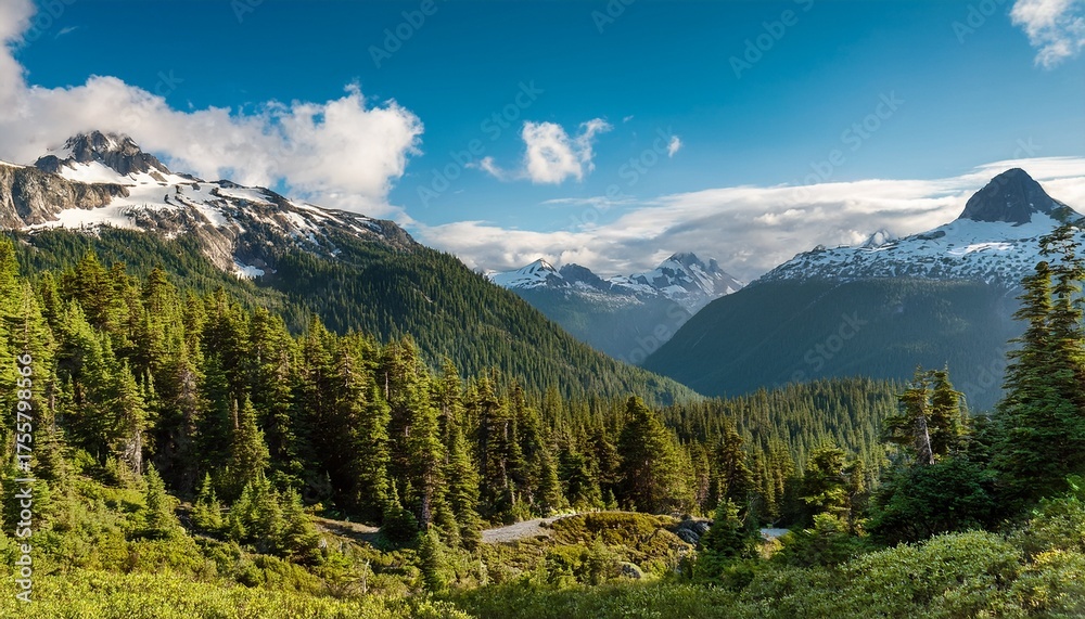 Fototapeta premium Majestic Mountain Landscape With Lush Forest In Whistler Bc Canada
