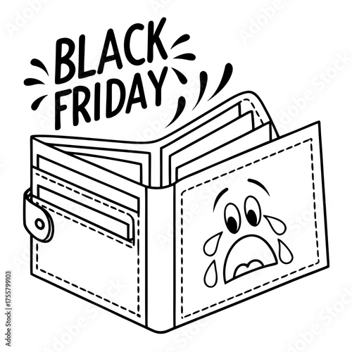 a crying wallet on a Black Friday 